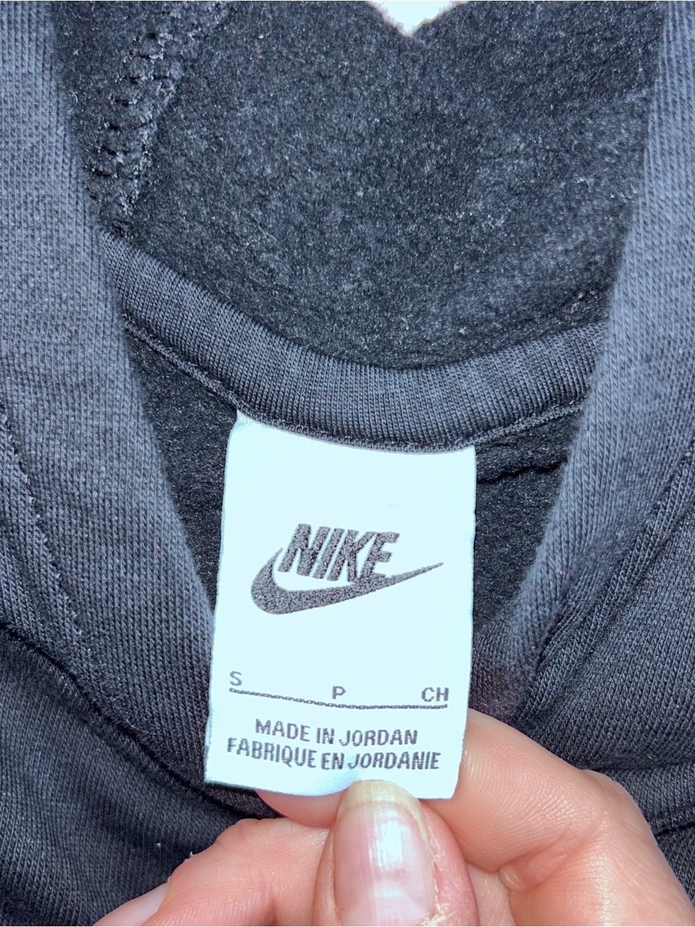 Nike Black Hoodie with White Swoosh Tag - Picture 2 of 2